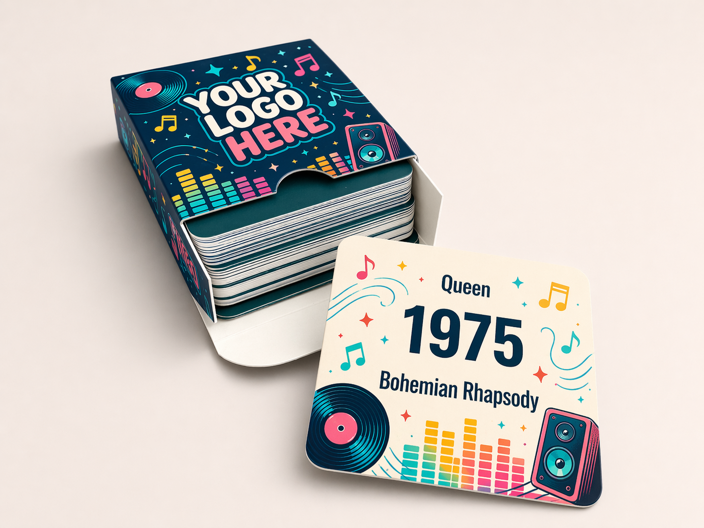 QRSong! profilert boks med 48 kort