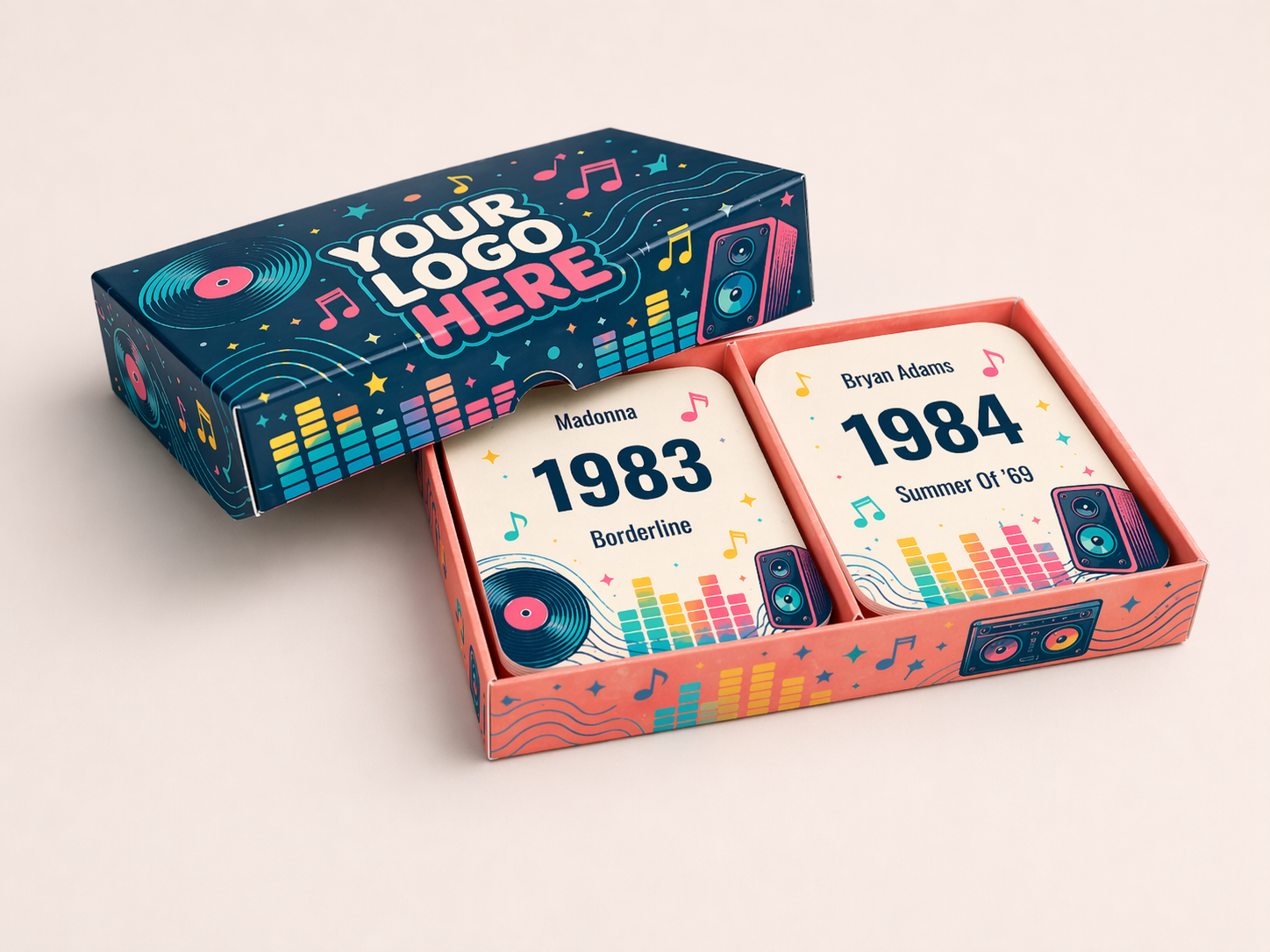 QRSong! profilert boks med 96 kort