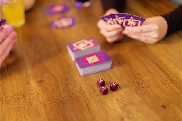Music Match cards and dice on a table